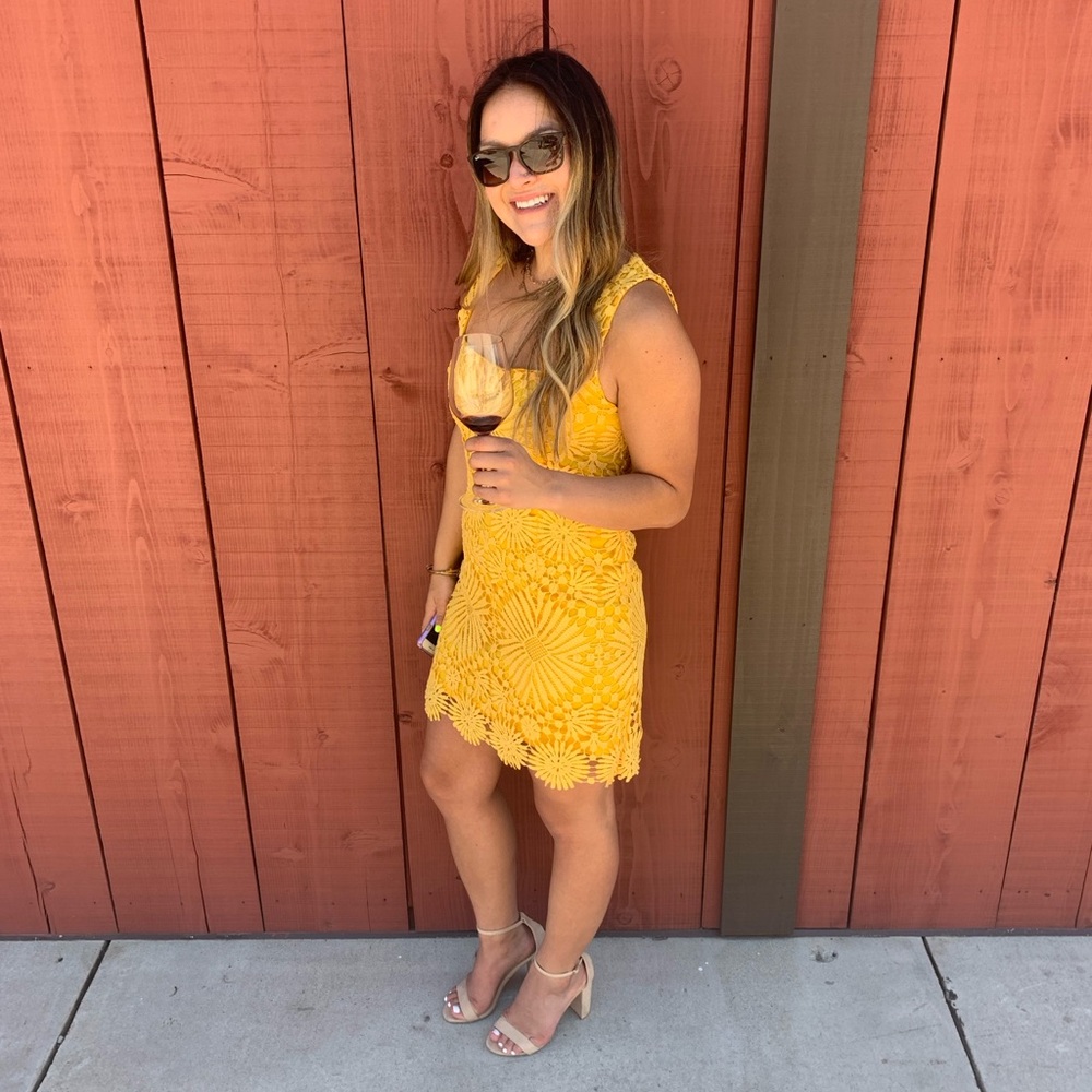 Lulu's Sunshine Yellow Crochet Lace Mini Dress - Picture 2 of 6